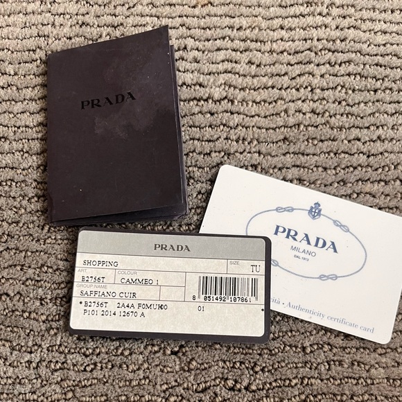 Authentic PRADA Saffiano Cuir Medium Double Bag in Cammeo. - Picture 8 of 12